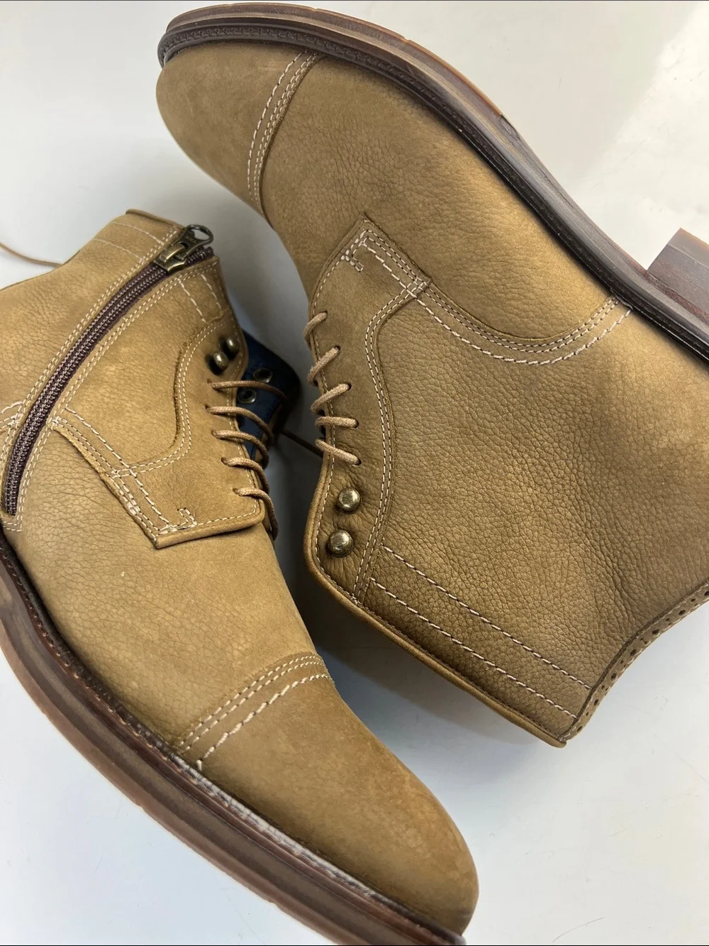 Johnston & Murphy Men's Tan Suede Chukka Boots with Side Zip